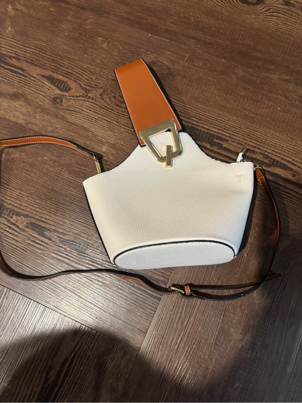Cream and Tan Leather Crossbody Bag - Modern Everyday Style